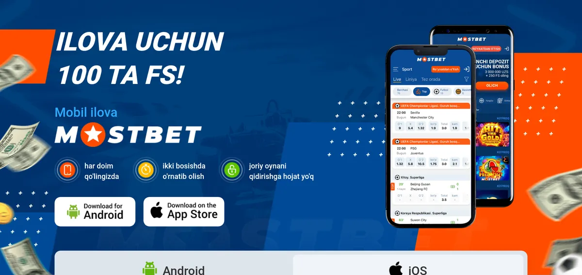 Mostbet mobil ilovasi sahifasi: Android va iOS