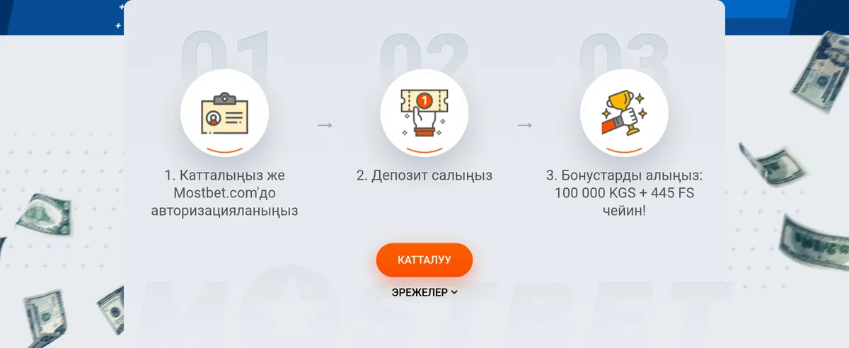 Mostbet бонус барагындагы үч кадам: каттоо, депозит жана бонус