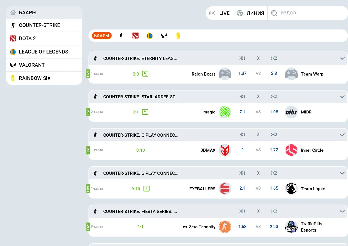 Mostbet киберспорт бөлүмү: Counter-Strike жана Dota 2 матчтары