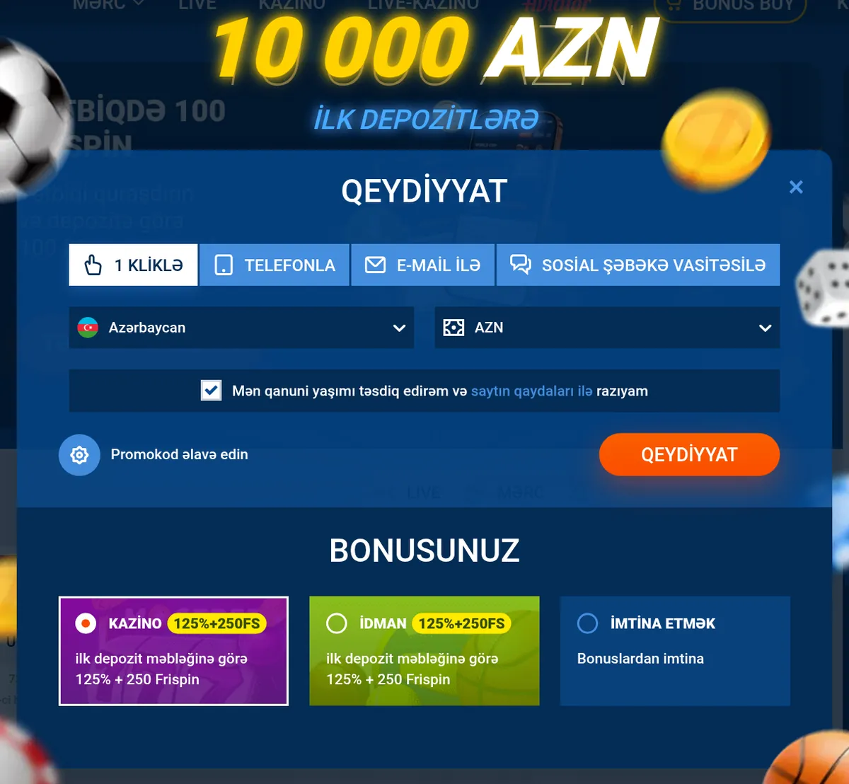 Mostbet saytında qeydiyyat forması: Azərbaycan və AZN seçilib